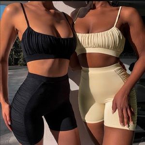 Spaghetti strap biker shorts set